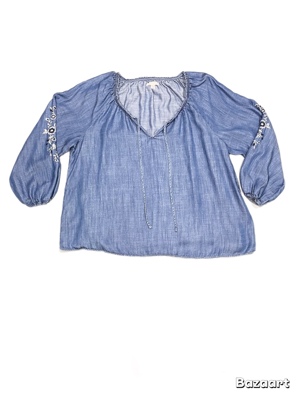 Lauren Canrad Long Sleeve Chambray Blouse Size XL